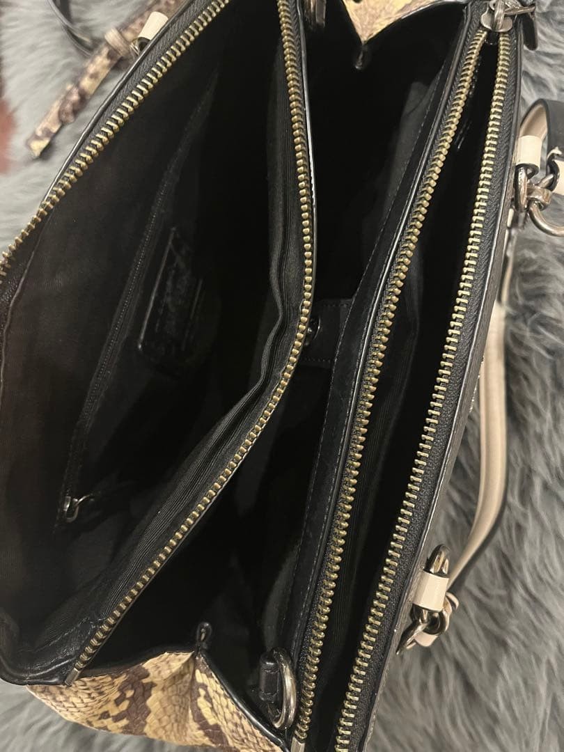 COACH Python Leather Medium Shoulder Bag Black La… - image 5