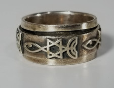 sterling silver vintage Messianic seal of Jerusalem Menorah ring men sz 11 14 g