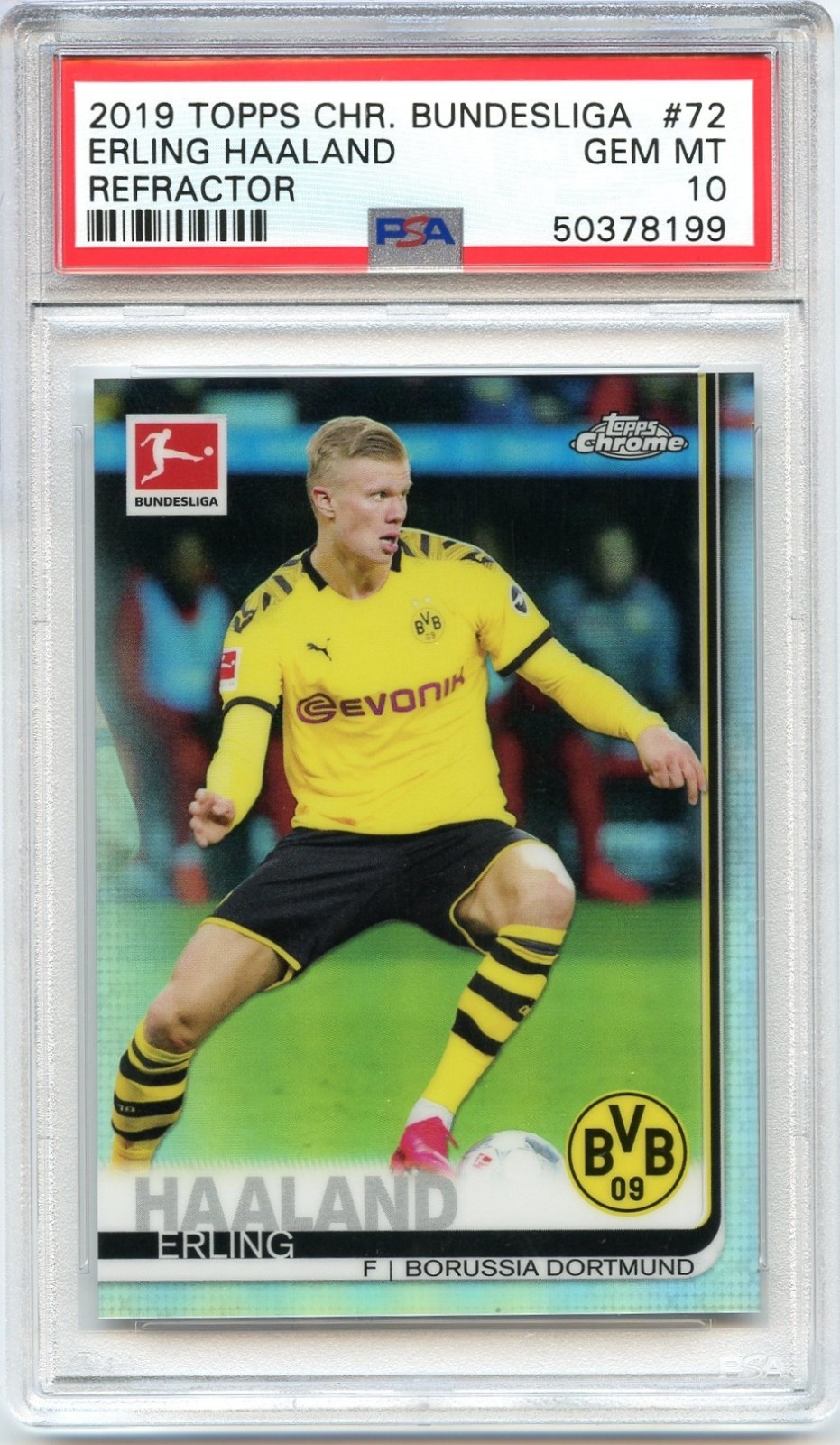 2019-20 Topps Chrome Bundesliga ERLING HAALAND Refractor Rookie PSA 10 RC #72