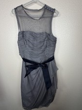 White by Vera Wang Gray Tulle Dress Size 12  Ruched Cocktail Party Wedding Guest