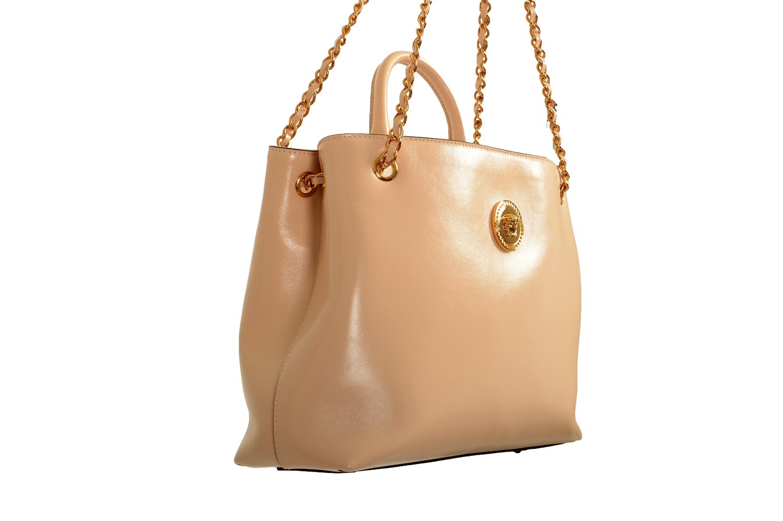 Versace 100% Leather Gold Medusa Logo Tote Handbag Shoulder Bag