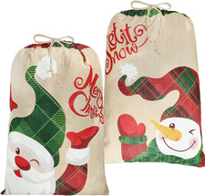 2 Stück Weihnachtsmann Sack,Groß Weihnachtstasche Karikatur, Weihnachtsmann, Sch