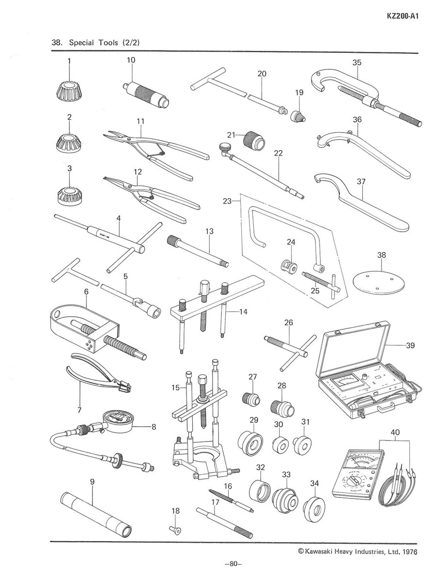 KAWASAKI Parts Manual KZ200 1977 1978 Replacement Spares Catalog