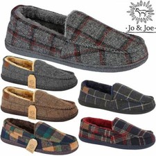 MENS MOCCASINS SLIPPERS LOAFERS SUEDE SHEEPSKIN FUR PEAKY BLINDERS TWEED SHOES