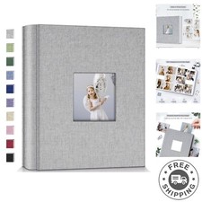 Rustic 600 Photo Album with Linen Cover - Perfect for Weddings  Anniversaries