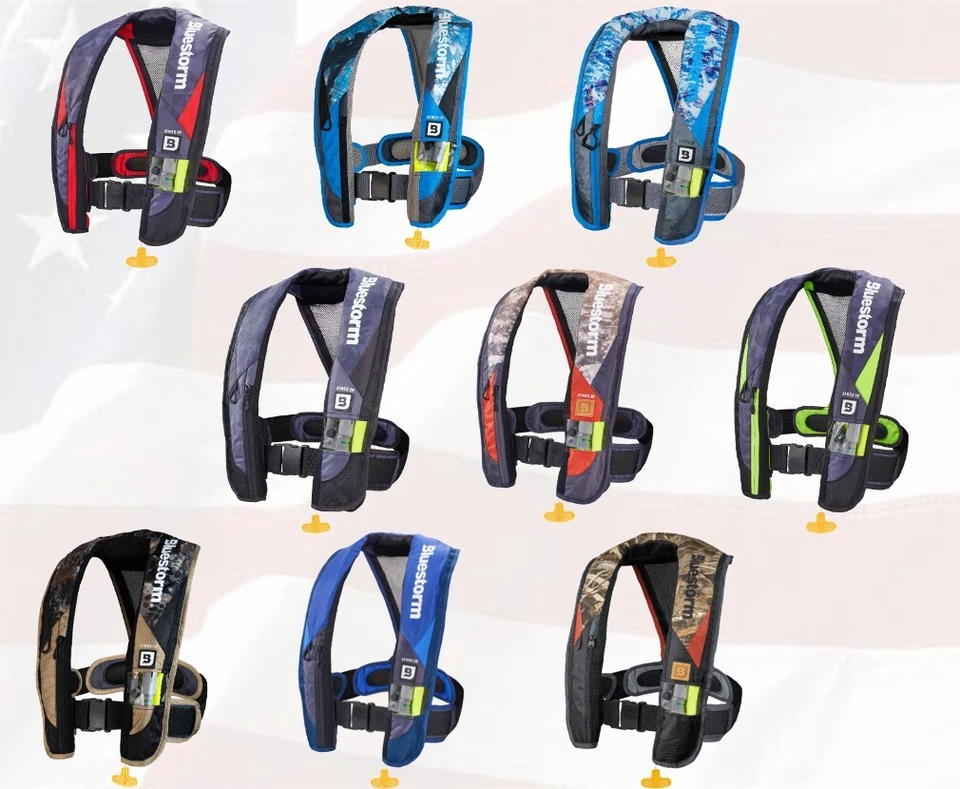 BLUESTORM GEAR Bluestorm Atmos 40 Inflatable Life Jacket USCG Approved Choose Your Color!!!