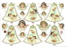 German Embossed GOLD GLITTER Scrap Die Cut - Christmas Easter Angels  EF7317Gold