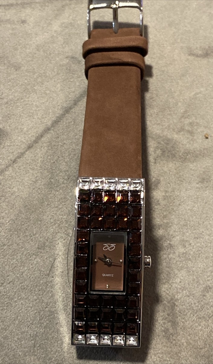 Suzanne Somers Chocolate Brown Crystal Watch Leather Band  display picture 3