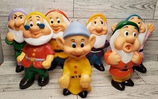 LT1 Vtg Set Seven Dwarfs Walt Disney Productions 5" Rubber Squeaky Bath Toys