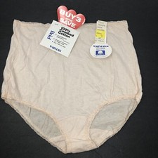 Vintage Warners Panty Cotton High Brief sz 7 Beige Sissy USA NEW Grannycore