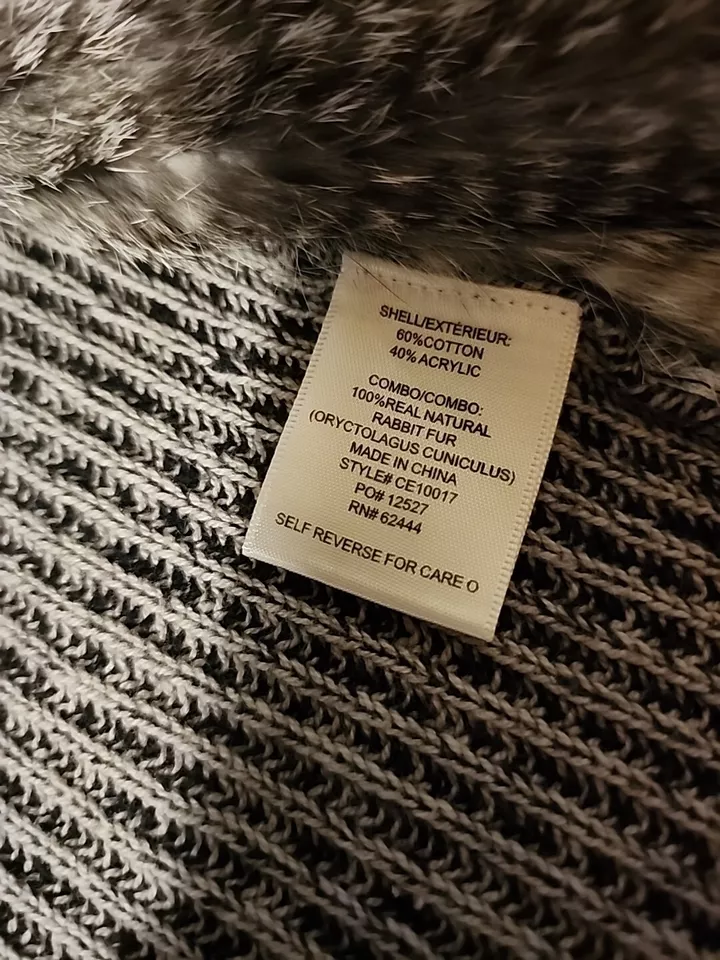 Cárdigan tejido Artelier Nicole Miller piel de conejo genuina S/M petite Foto 4 de 4