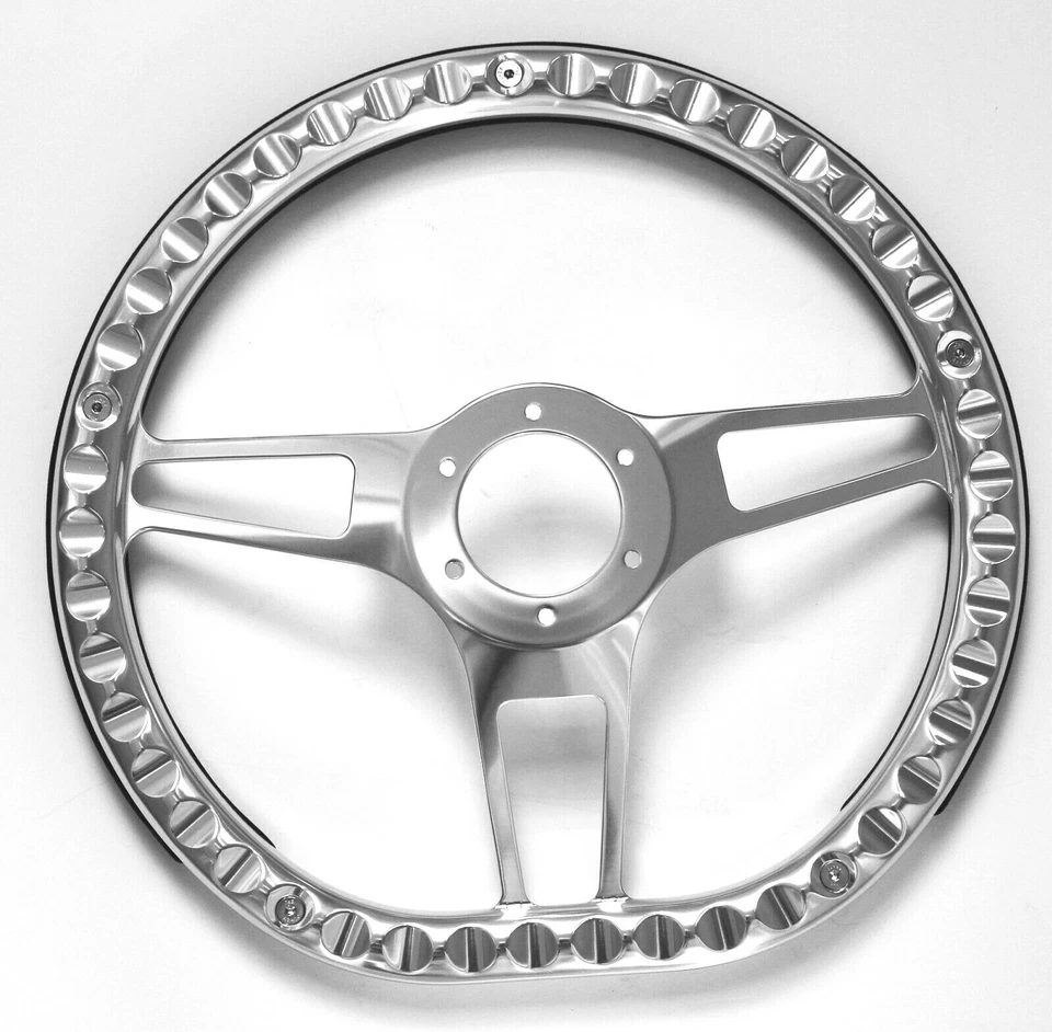 Volante Sector D 14" viene aluminio mecanizado con acabado de cuero negro  Foto 2 de 4