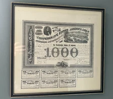 Confederate Civil War $1,000 Bond Partially Redeemed