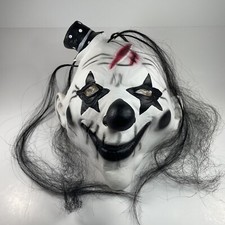 Máscara de goma para adultos Killer Clown blanca negra maquillaje frente herida espeluznante aterradora