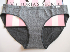 VICTORIA'S SECRET PINK Seamless Bikini Panty VS Charcoal Gray Marl S 2XL NWT