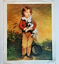Vintage A W Devis Master Simpson Litho Poster Print 18 x 22 Boy with Dog