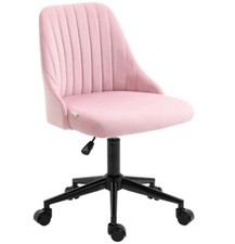 Vinsetto Velvet Office Chair with Adjustable Height and Wheels, Pink