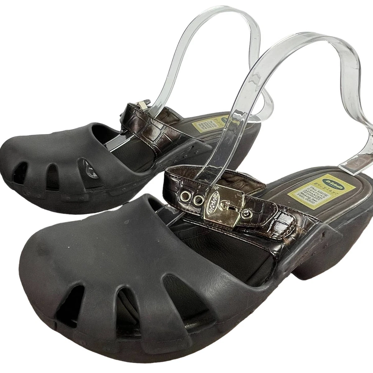 Dr. Scholl s Dark Brown Croc Dance Clogs Wedges Women s Comfort