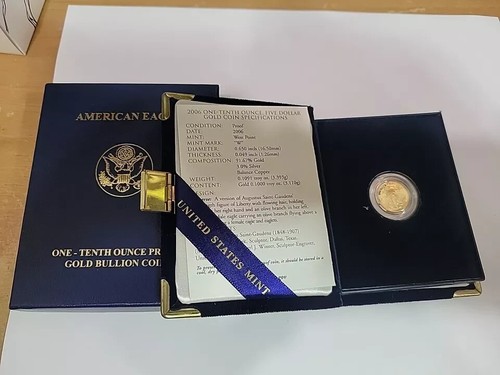 2006 W U.S. Mint 1/10 Oz Gold Proof American Eagle Coin - 第 1/8 張圖片