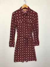 Ellen Tracy Women Long Sleeve Boho Floral Button Dress Size Medium Red B290 -8