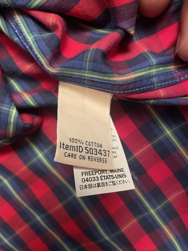 L.L. Bean Wrinkle Free Button Up Shirt Womens Medium Red Blue Plaid Long Sleeve - Picture 5 of 5
