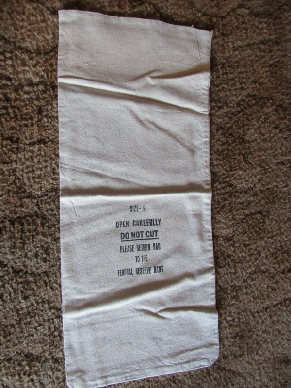 CANVAS BANK BAG FEDERAL RESERVE     "SIZE  !! H !!  28"x12"   #18