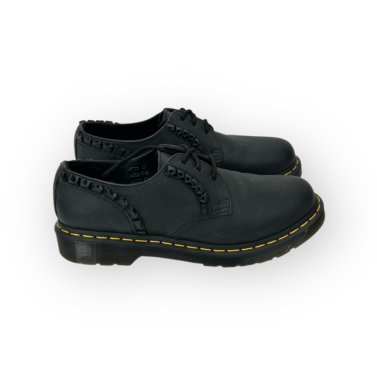 DR MARTENS Black 1461 Frill Ruffle Leather Oxfords Shoes DR MARTENS Black 1461 Frill Ruffle Leather Oxfords Shoes