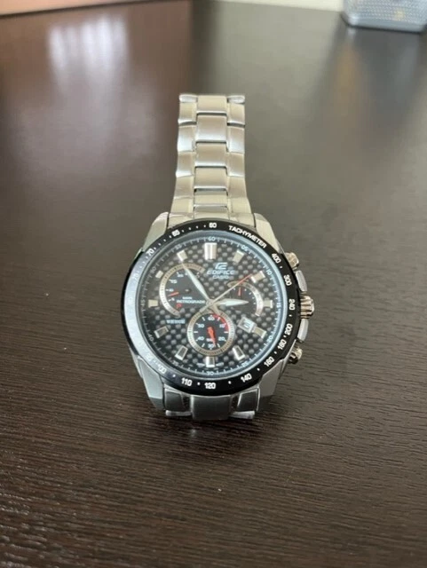 Casio Edifice Men s Watch EF 521 Black Dial with Silver Bracelet