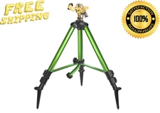 Triumpeek Impact Sprinkler on Tripod Base with Stakes, 360 Degree Irrigator with