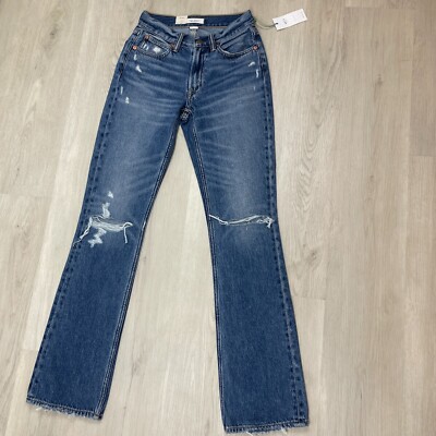 American Eagle AE77 The Boot Straight Leg Jeans Size 24 Medium Wash Distressed
