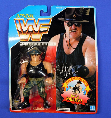 WWF SGT SLAUGHTER HASBRO BLUE CARD MOC USA SERIES ...