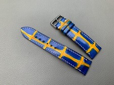 Genuine Leather Skin watch strap band 15 16 17 18 19 20 21 22 23 24 26mm, Blue