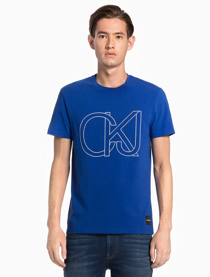 Calvin Klein Men s CKJ Logo Grafic Blue T Shirt Size XL