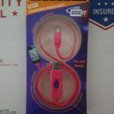 2 LED Visible Flow Light Micro USB Charger Cable Cords for Smart Phones Pink 2ft