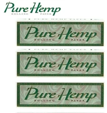 3x Pure Hemp 1 1/4 Rolling Papers 50 Lvs *3 PACKS* *USA Shipped*