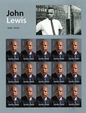 US 2023 MNH # 5801a  IMPERF NDC JOHN LEWIS PANE OF 15 FOREVER STAMPS