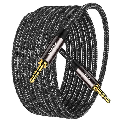 30Ft 3.5mm Aux Cable Male to Male Braided Audio Cord HiFi Car Speaker Stereo A