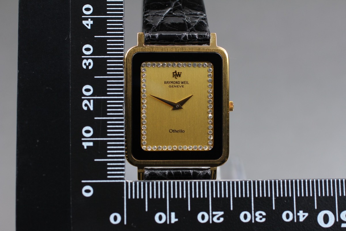 Near MINT] Raymond Weil Othello 130 Gold Dial 18K Quartz Men's