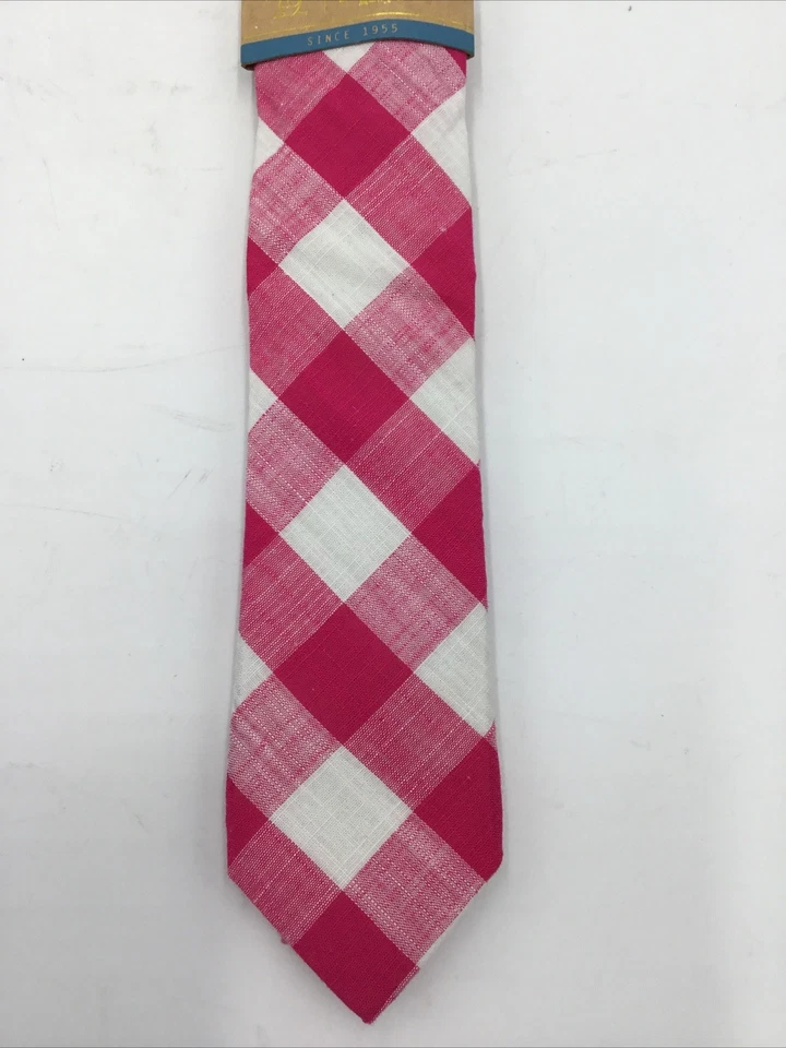 Gravata masculina rosa grade quadrada Penguin-OS - Imagem 2 de 2