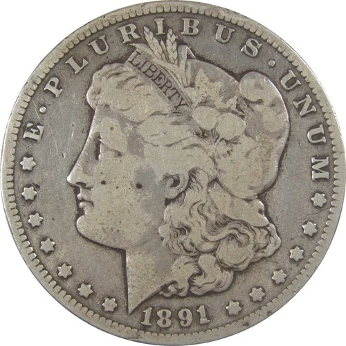 1891 CC Morgan Silver Dollar VG Very Good $1 Coin SKU:I23964