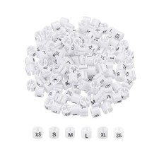 Clothes Hanger Marker XS/S/M/L/XL/2XL White Size Tag Fit 3mm Rod, 150Pcs