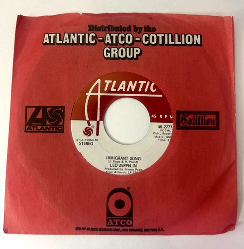 Led Zeppelin – Immigrant Song – 1970 Atlantic 45 w/ Original Sleeve – Early SP
