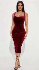 NWT Fashion Nova Rich Like Velvet Dress Wine Large SOLD OUT SIZE! Holiday Event 