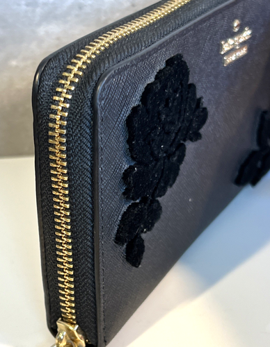 Kate Spade 25th Anniversary Black Saffiano Rose Long Wallet Japan Rare New - Picture 18 of 19