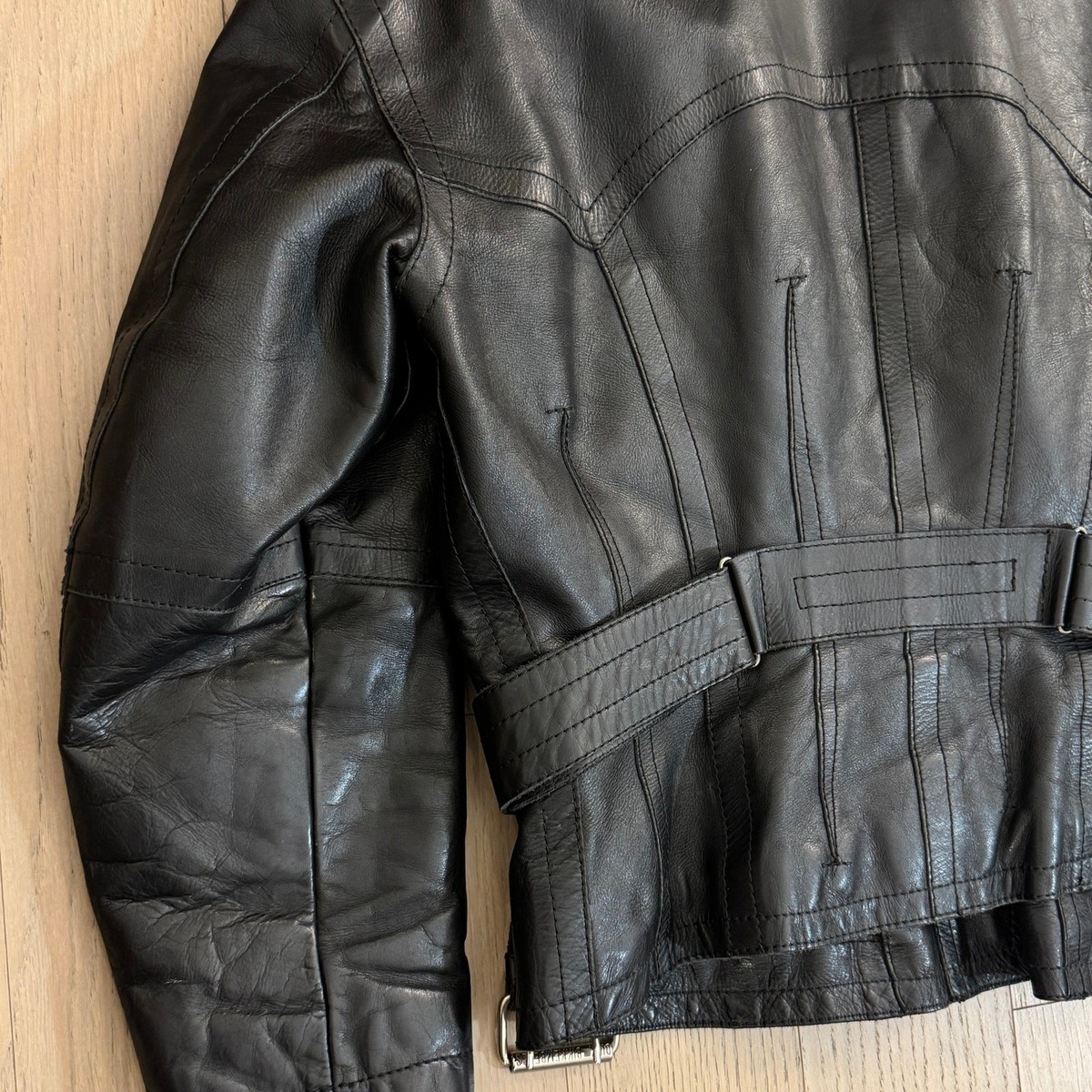 Dirk Bikkembergs Homme Leather Biker Jacket Belted Black | eBay