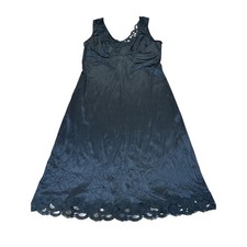 Vtg Y2K Infidelle By Fashion Fit black lace  edged Slip Dress Size 40 Whimsigoth