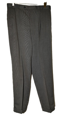 Alfani Gray and Black Weave Cuffed Pleated Mens Dress Pants 36 X 34