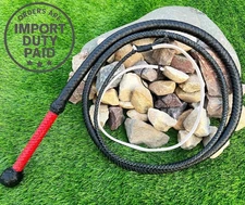 3ft to 14ft Black Red Indiana Jones Bullwhip in Kangaroo/ Cowhide/ Goat Leather.