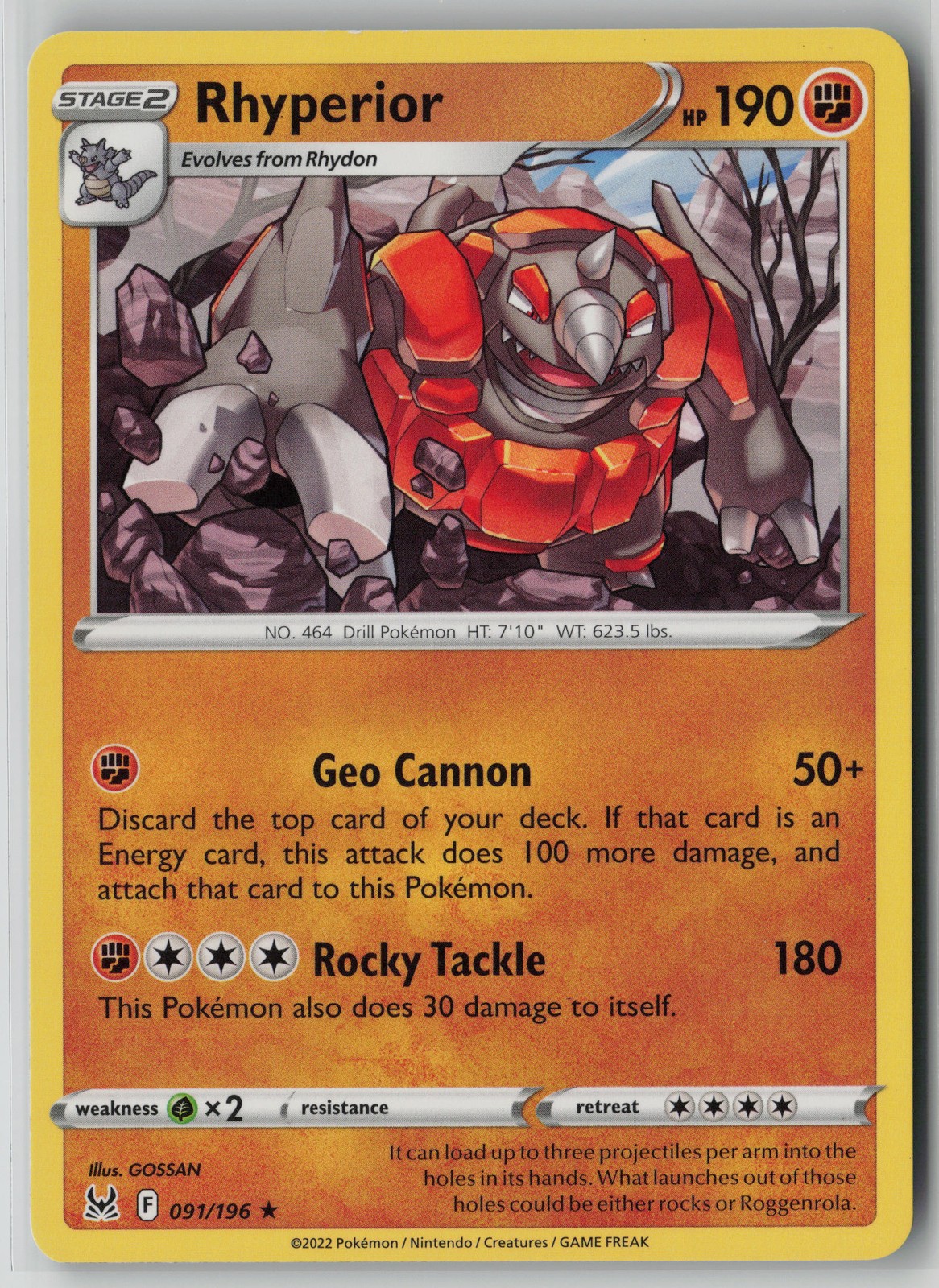 Rhyperior 91/196 Pokemon Lost Origin Rare Near Mint Card (NM) 1