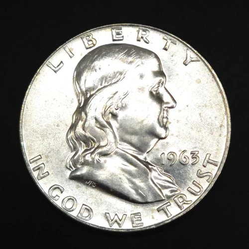 1963-D Franklin Half Dollar 90% Silver Uncirculated Brilliant Luster High Grade
